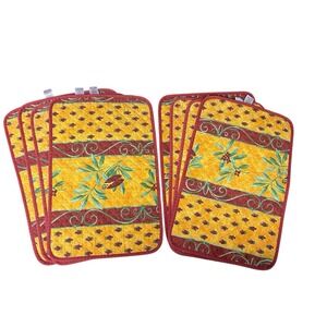 Poupees Yolande Tissus Toselli France Set 8 Quilted‎ Placemats Provencial Insect